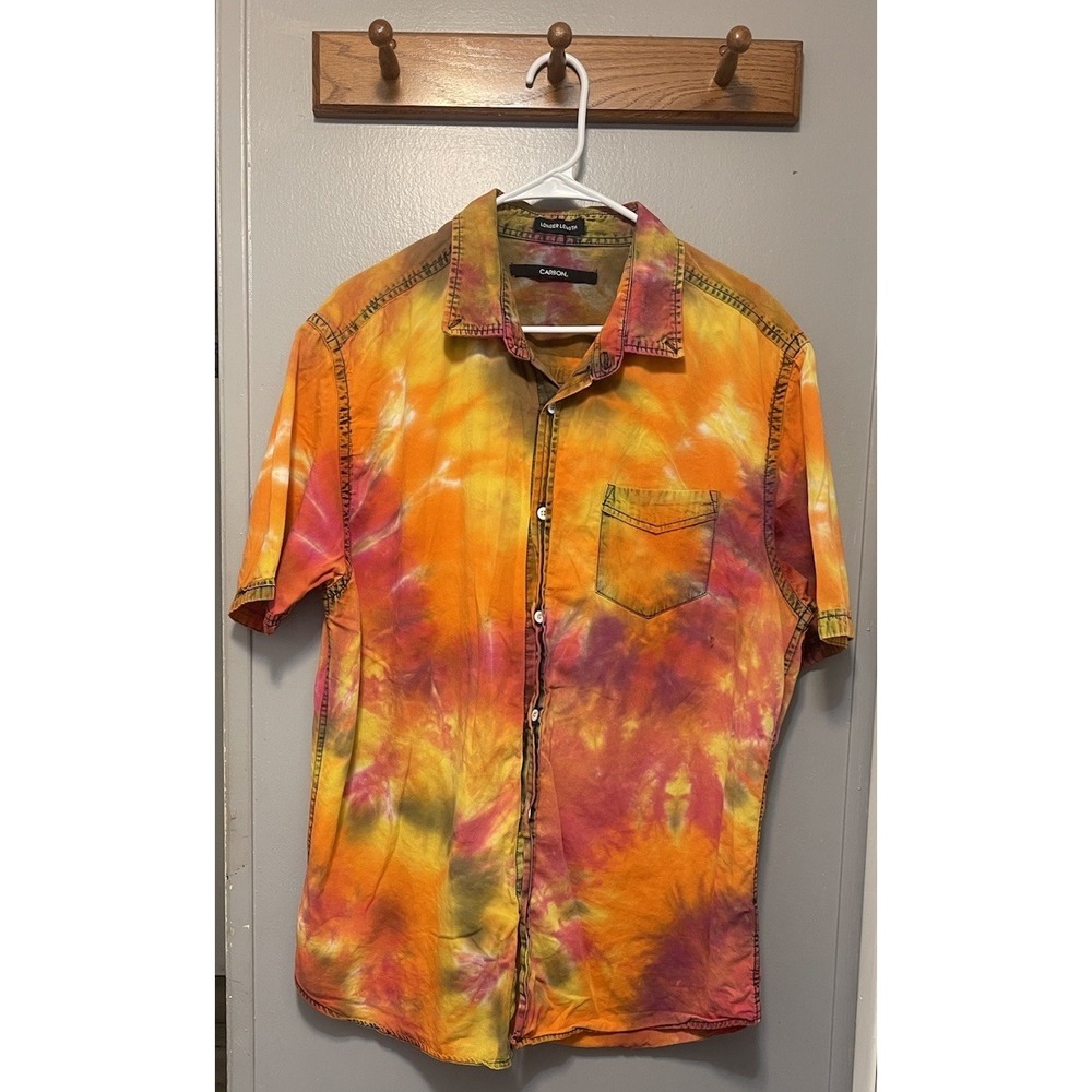 Carbon Longer Length Men's Xl Orange Tie-Dye Short Sleeve Shirt READ